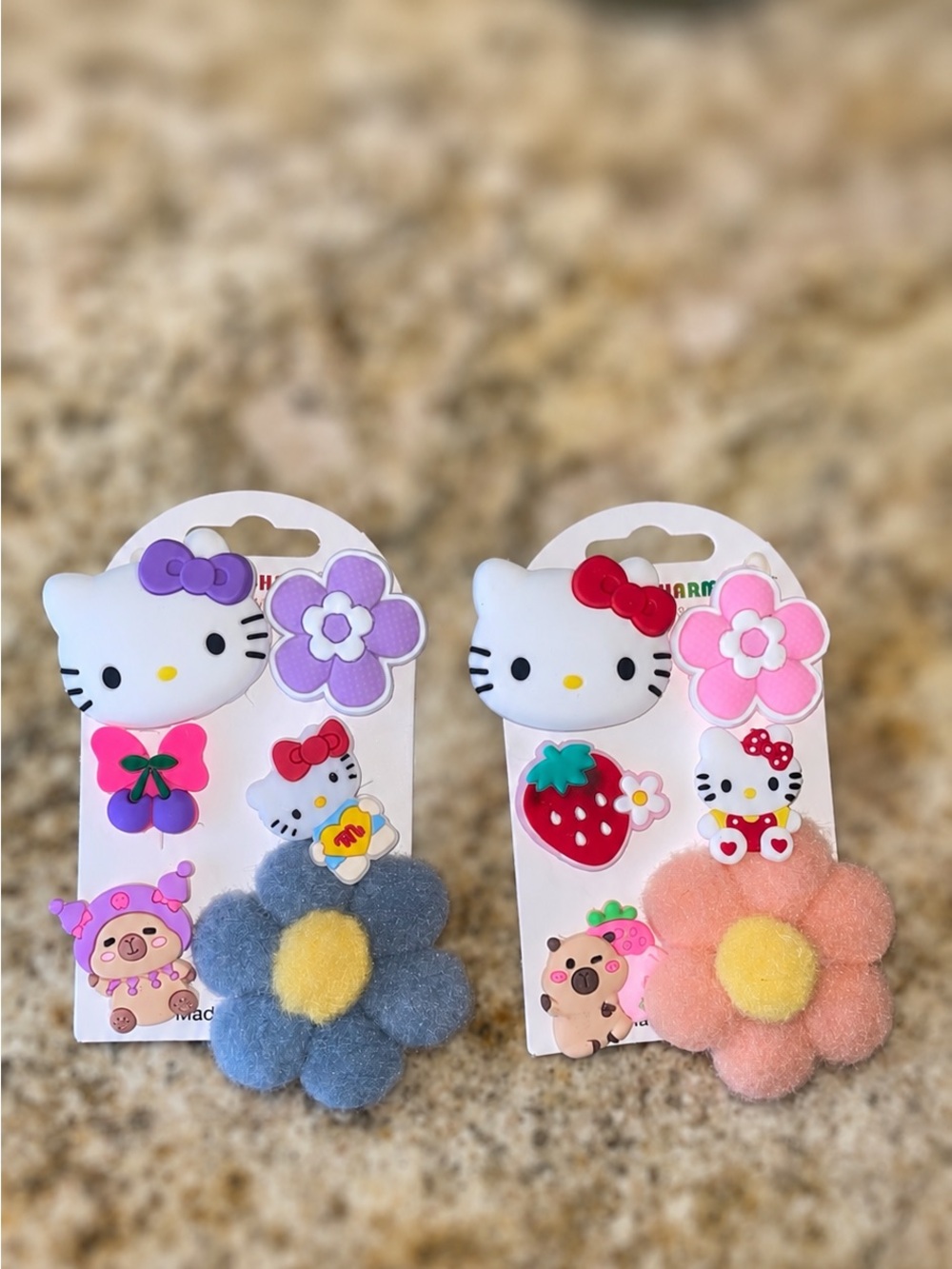 Hello Kitty and Capybara Croc Charms Set with Floral Accents